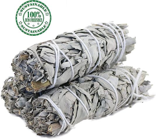 3 Pack White Sage 4 inch Smudge Sticks with Smudge Guide