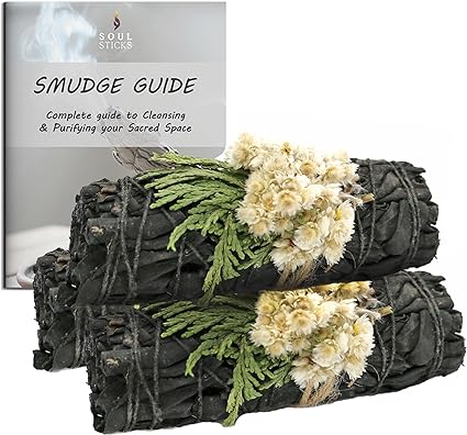 3 Pack Midnight Bloom Floral Sage Smudge Sticks with Smudge Guide